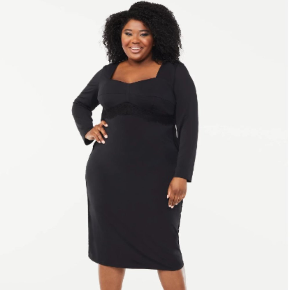 Sofia Paxton Body Con Midi Dress Black XL